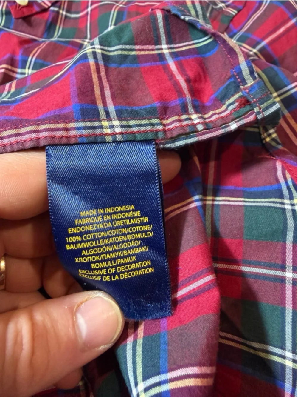 Ralph Lauren Kids Large 14-16 Red Tartan Plaid Button Down Shirt Preppy